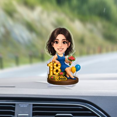 Personalized Birthday Party Theme Bobblehead Caricature with Battery Powered Moving Head | Birthday Gift for Brother, Husband, Friends & Colleagues | Tabletop Decor